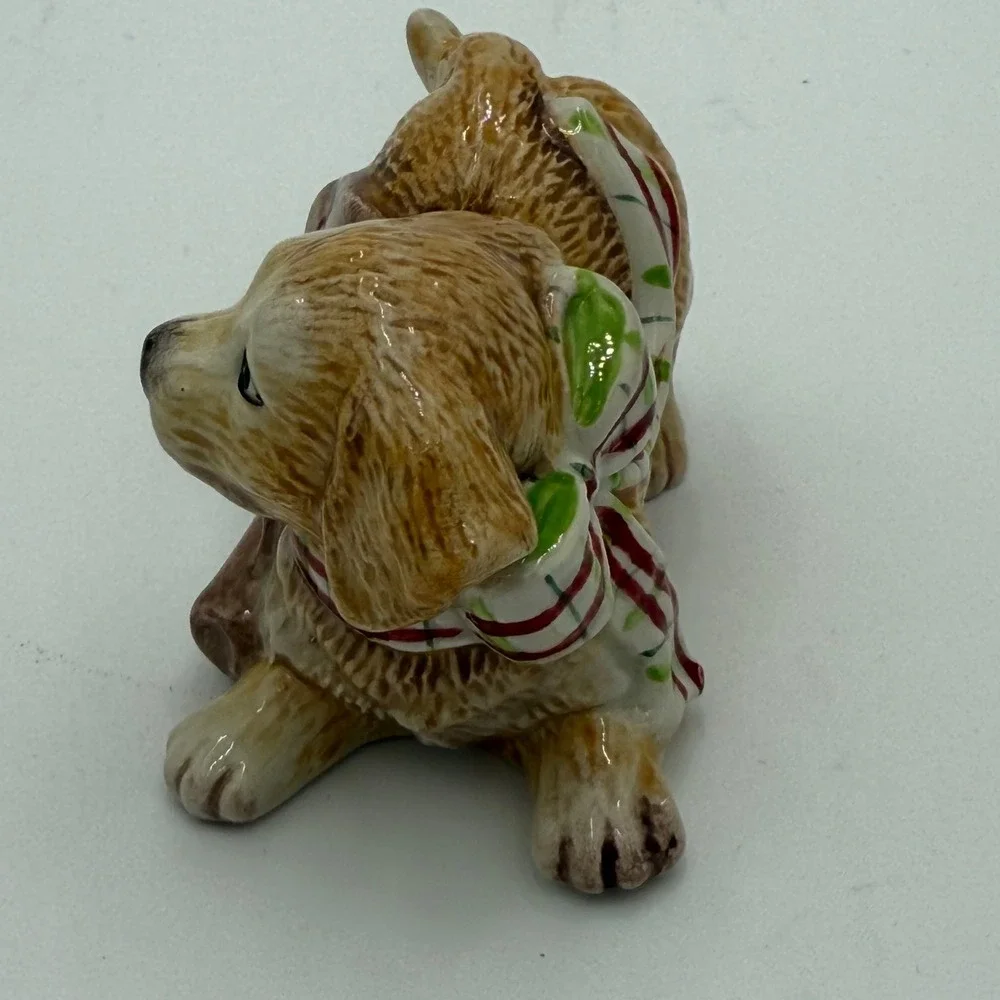 Fitz and Floyd Dear‎ Santa Puppy Dog Figurines Set of 3 Christmas Holiday Decor